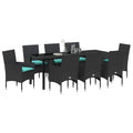 vidaXL Table and Chair Set 9 pcs Black PE Rattan