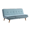 Acme Bernstein Linen Fabric Tufted Upholstery Adjustable Sofa in Blue and Walnut