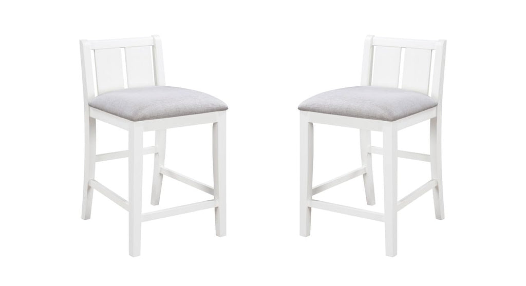LILOLA LIVING Graham Set of 2 White Finish Upholstered Seat Counter Height Chair