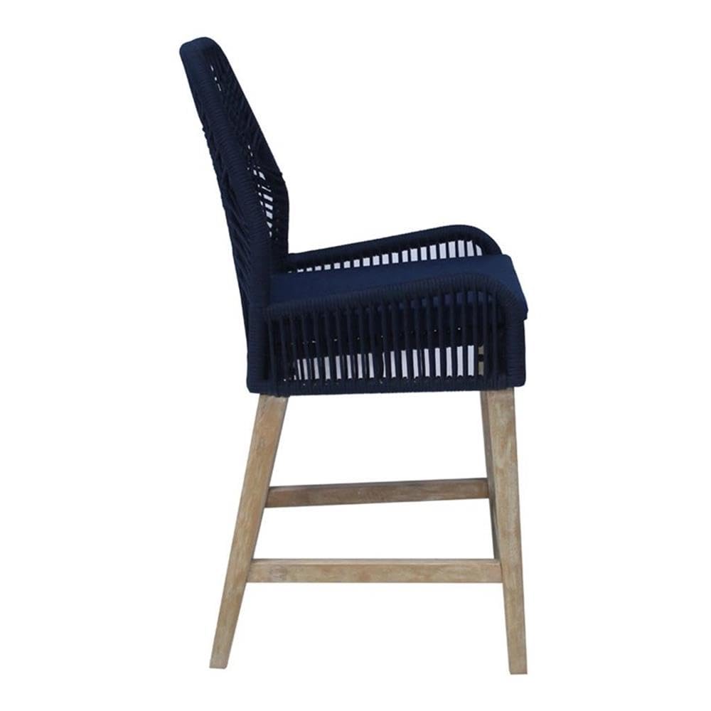 Coaster Nakia 25.5" Woven Rope & Wood Counter Stools in Dark Navy
