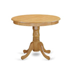 East West Furniture ANVA3-OAK-W 3 Piece Dining Table Set for Small Spaces Contains a Round Kitchen Table with Pedestal and 2 Dining Room Chairs, 36x36 Inch, Oak