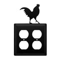 Village Wrought Iron Rooster Double Outlet Cover