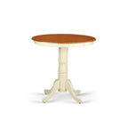 East West Furniture JAQU5-WHI-W 5 Piece Counter Height Dining Set Includes a Round Kitchen Table with Pedestal and 4 Dining Room Chairs, 36x36 Inch, Buttermilk & Cherry