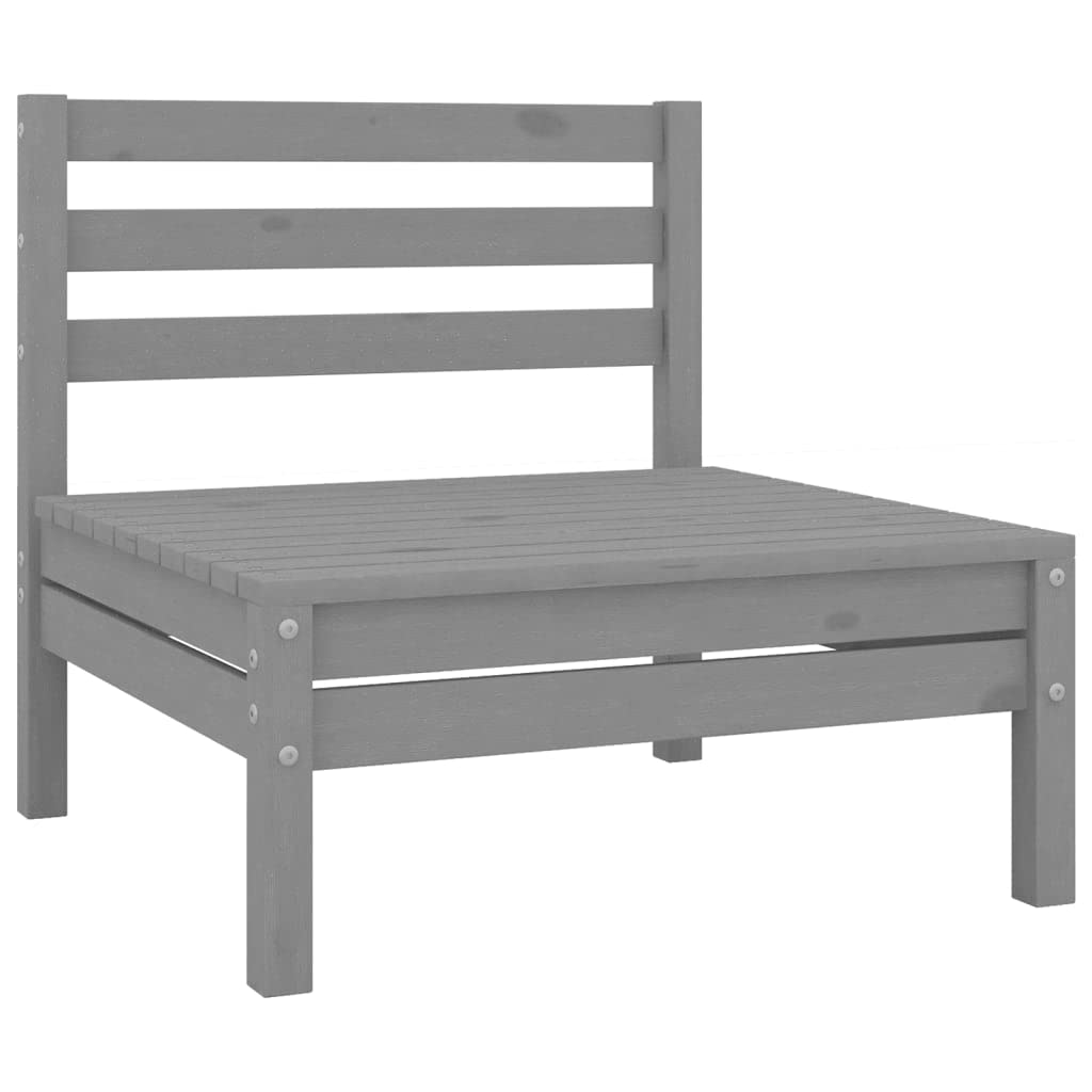 vidaXL Solid Pinewood Patio Lounge Set 10 Piece Garden Outdoor Terrance Backyard Furniture Set Wooden Lounge Sofa Seating Chair Seat Gray