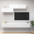 vidaXL TV Cabinet Set 6 Piece Home Living Room Furniture TV Stand HiFi Stereo Cabinet Media Unit Entertainment Center White Engineered Wood