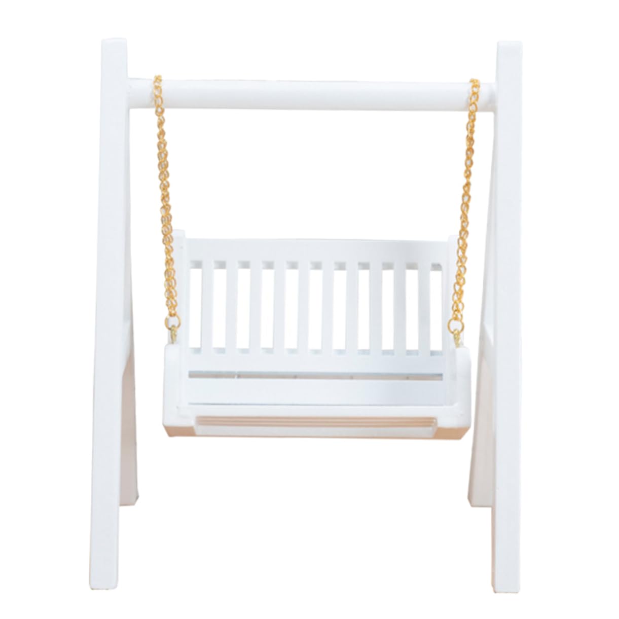 Wakauto Dollhouse Vintage White Miniature Swing 1:12 Scale Mini Wooden Swing Doll House Landscape Ornament for Dollhouse Playgro