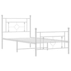 vidaXL White Metal Bed Frame with Headboard & Footboard, Strong Steel Construction, Under Bed Storage Space, Perfect for Bedroom
