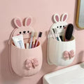LINGA Cute Rabbit Wall Mounted Toothbrush Holder | SelfAdhesive Bathroom Organizer for Toothbrush Toothpaste Comb & Cosmetics |