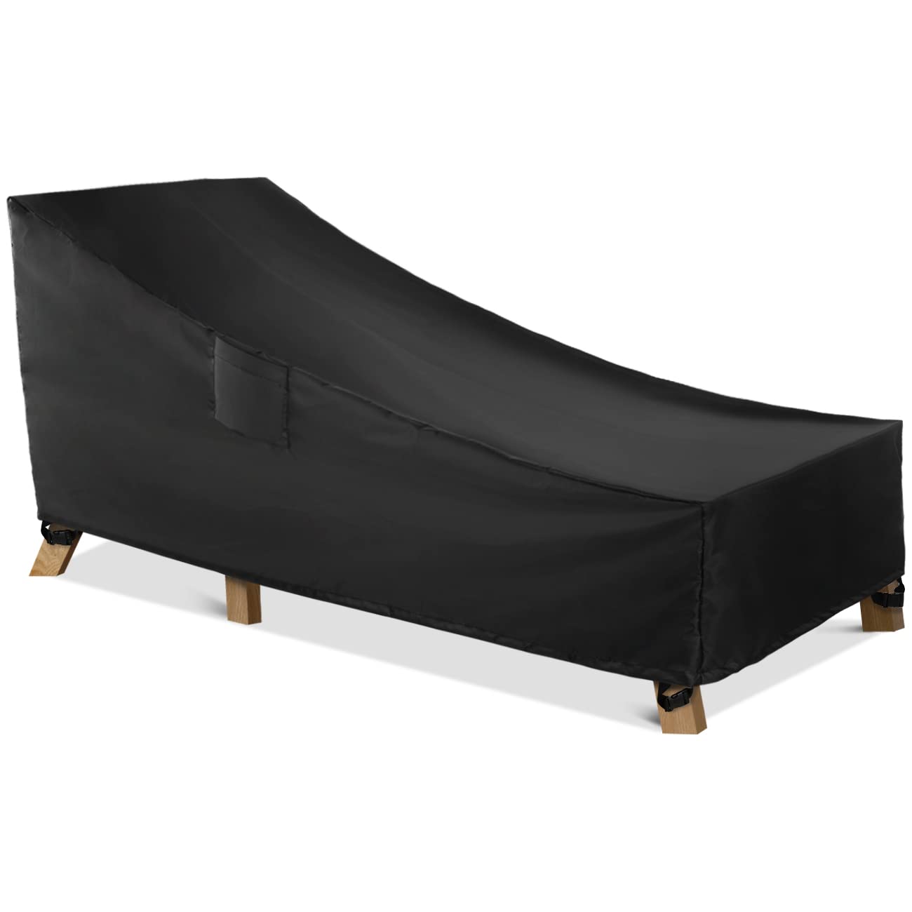 Wleafj Patio Chaise Lounge Cover Waterproof, Heavy Duty Outdoor Lounge Chair Covers, Black Durable Patio Furniture Covers, 78L X 34W X 32H Inch