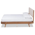 Baxton Studio Senna Beige and Walnut Brown Finished Wood Queen Size Platform Bed