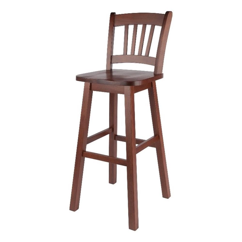Winsome Fina Swivel Seat Bar Stool, 30In Height, Solid Wood, Walnut Finish