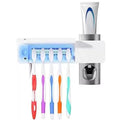 TRIDEO UV Toothbrush Holder Toothpaste Dispenser Wall Mounted Toothbrush Holder & Automatic Toothpaste Holder with 5 uv Toothbru