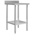 vidaXL Commercial Stainless Steel Kitchen Work Table with Backsplash and Adjustable Feet - 23.6" x 23.6" x 36.6" – Silver