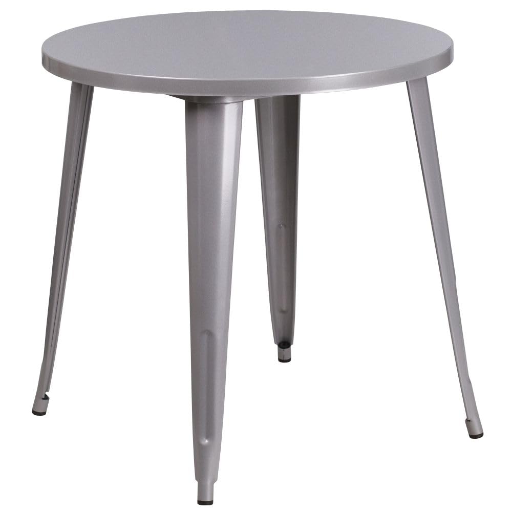 Flash Furniture Jeffrey Commercial Grade 30 Round Silver Metal Indoor-Outdoor Table