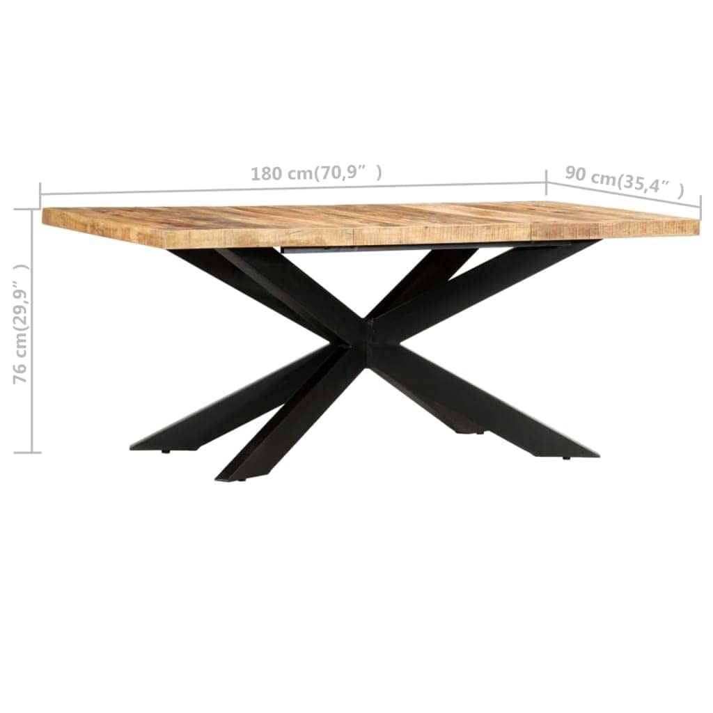 vidaXL Dining Table 70.9"x35.4"x29.9" Solid Rough Mango Wood