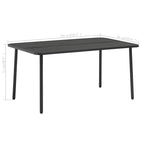 vidaXL Steel Patio Table - Resilient Outdoor Dining Table with Slatted Design in Dark Gray, Large Size (59.1"x35.4"x28.3"), Weather and Rust Resistant, Easy to Assemble