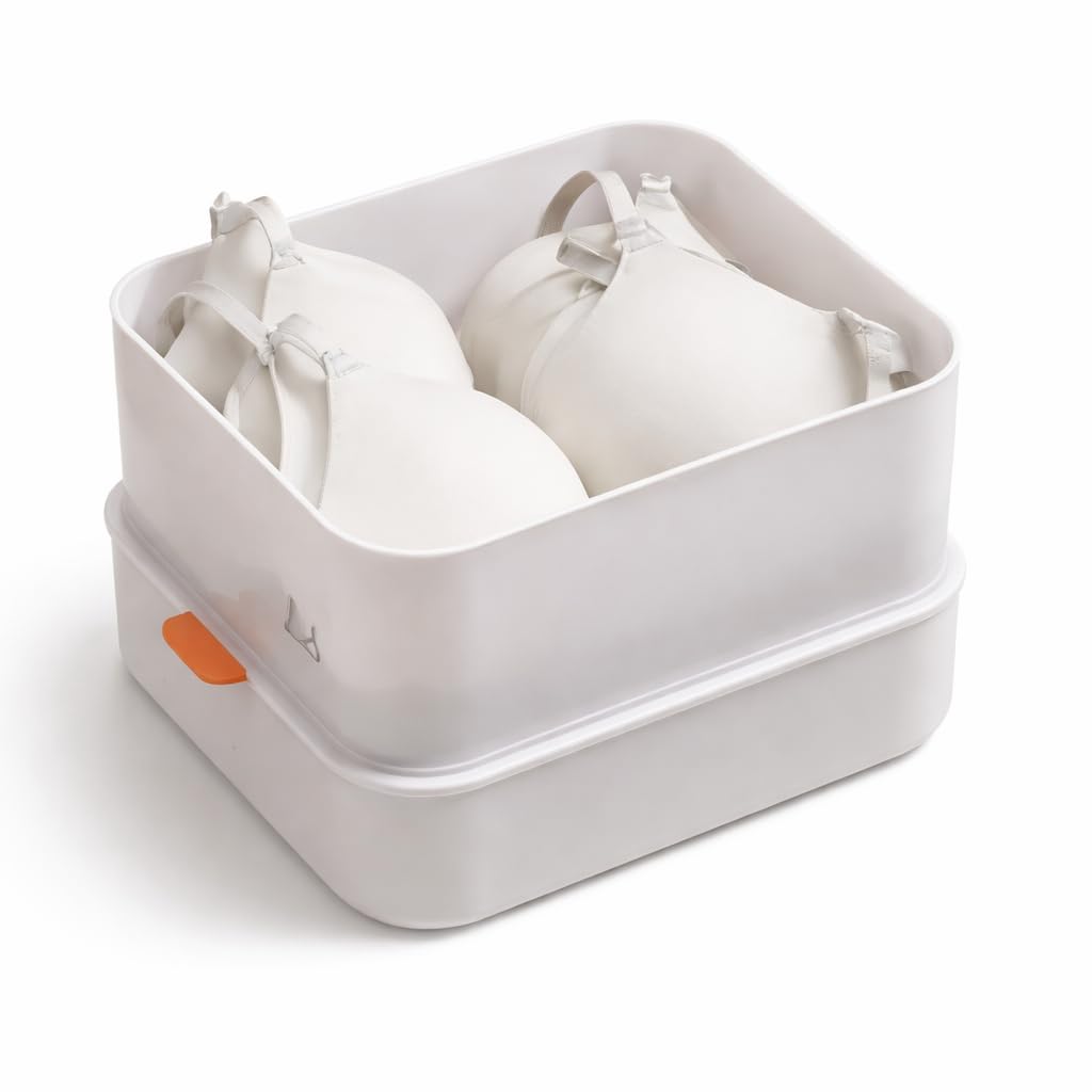 CLEONIXA Plastic Storage Box with Lid Drawer Organizer for Underwear Socks Clothes Closet Organizer Container with Handle Froste
