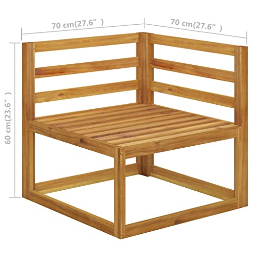 vidaXL Patio Lounge Set 6 Piece, Sectional Sofa for Outdoor Garden, Patio Furniture with Cushion, Coffee Table, Modern Style, Cream Solid Acacia Wood
