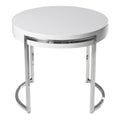 Pangea Home Riso Gloss Lacquer & High Polished Steel Metal Side Table In White