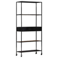vidaXL Industrial Book Cabinet with 4 Shelves and Drawer - Rough Mango Wood & Iron Stand - Durable and Unique Home Decor - 31.5"x13.8"x70.9"