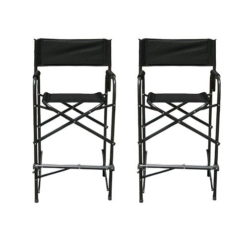 Impact Canopy Tall Folding Directors Chair, Heavy Duty, Aluminum Frame Chair, Black