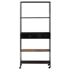 vidaXL Industrial Book Cabinet with 4 Shelves and Drawer - Rough Mango Wood & Iron Stand - Durable and Unique Home Decor - 31.5"x13.8"x70.9"