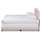 Baxton Studio Benjen Modern and Contemporary Glam Light Pink Velvet Fabric Upholstered Full Size Panel Bed
