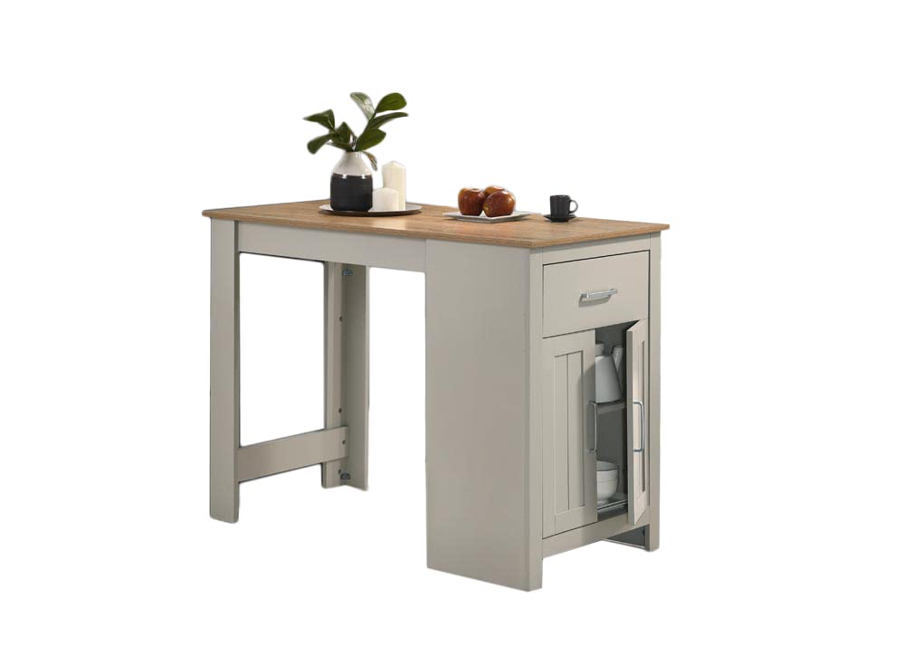 Lilola Home Alonzo Light Gray Small Space Counter Height Dining Table with Cabinet and Drawer Storage