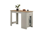 Lilola Home Alonzo Light Gray Small Space Counter Height Dining Table with Cabinet and Drawer Storage