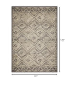 HomeRoots Grey Heat-Set Polypropelene 8’ x 11’ Gray Beige Distressed Diamond Area Rug