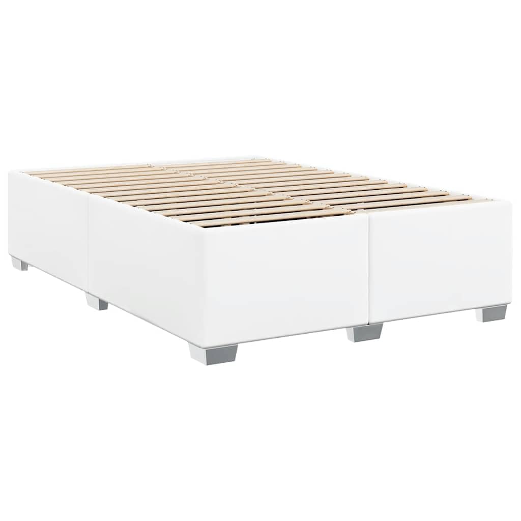 vidaXL Queen Bed Frame White Faux Leather upholstered Bedstead Modern Bedroom Furniture 79.9"x60.2"x18.1"