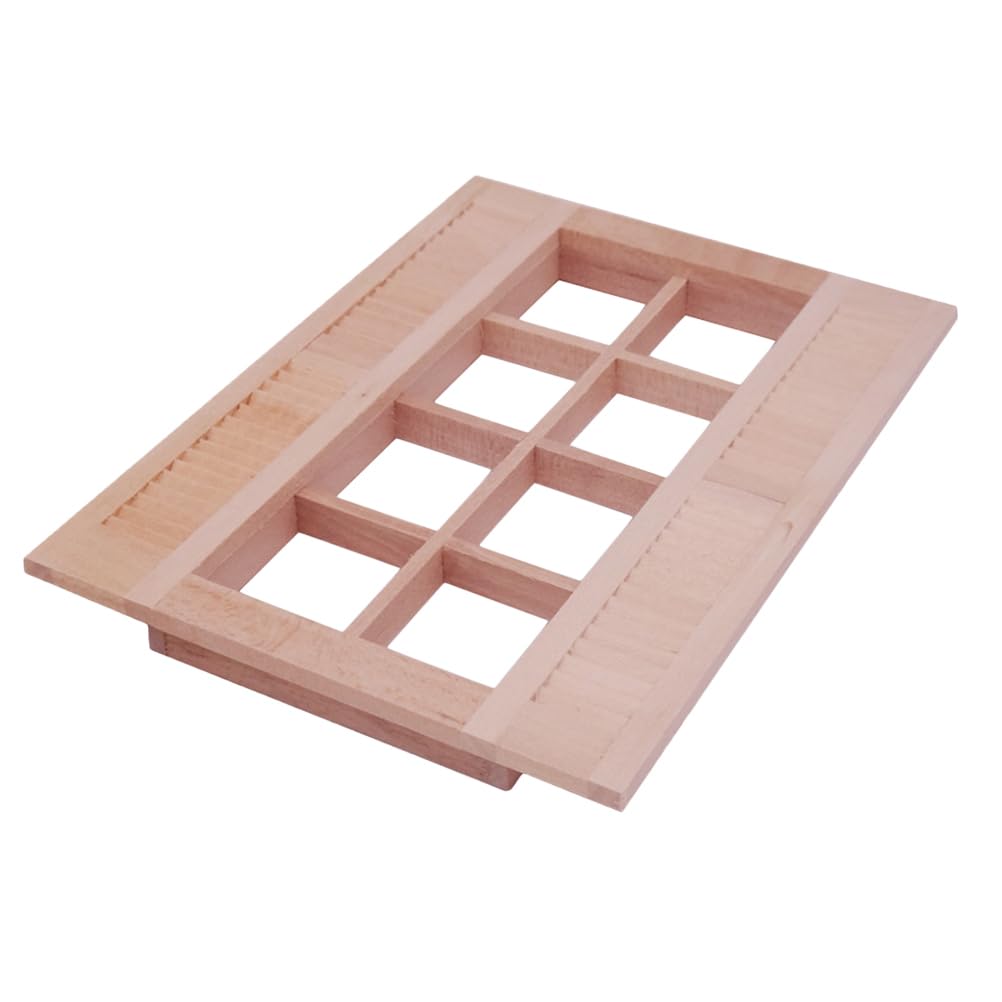 EXCEART Dollhouse Window Shutter 1Pcs 8-Grid Blinds 1:12 Scale Miniature Wooden Window Frame DIY Accessories Miniture Decor