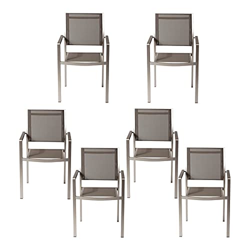 Pangea Home David Aluminum Frame Patio Dining Char in Gray (Set of 6)