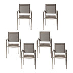 Pangea Home David Aluminum Frame Patio Dining Char in Gray (Set of 6)