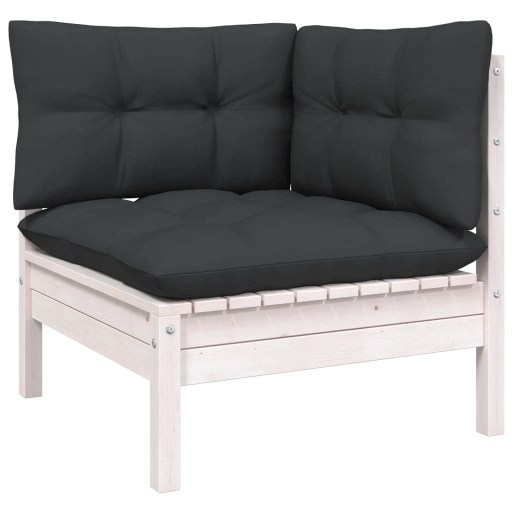 vidaXL Solid Pinewood Patio Lounge Set 6 Piece with Cushions Garden Outdoor Lawn Yard Terrace Balcony Wooden Seat Seating Furniture White