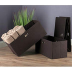 Ergode Wood Torino Folding Fabric Baskets - Versatile Storage Solution for Bedroom (38323-VV)