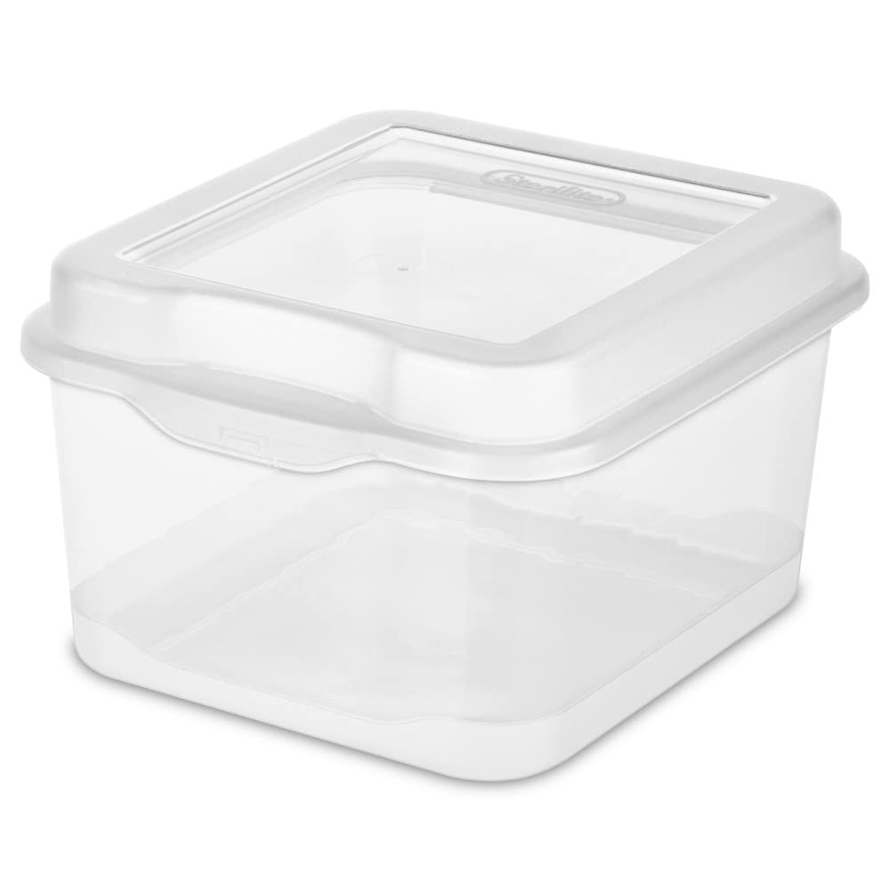 Sterilite FlipTop, Stackable Small Storage Bin with Hinging Lid, Plastic Container to Organize Desk at Home, Classroom, Office, 