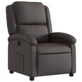 vidaXL Manual Recliner Chair for Living Room, Adjustable Recliner with Padded Seat & Backrest, Home Theater Seating with Side Pocket, Dark Brown Real Leather
