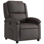 vidaXL Manual Recliner Chair for Living Room, Adjustable Recliner with Padded Seat & Backrest, Home Theater Seating with Side Pocket, Dark Brown Real Leather