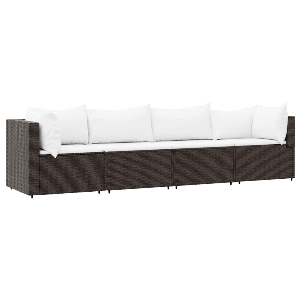 vidaXL Stylish Brown PE Rattan Outdoor Patio Lounge Set - Weather-Resistant, Easy to Assemble, Flexible Garden Furniture with Co