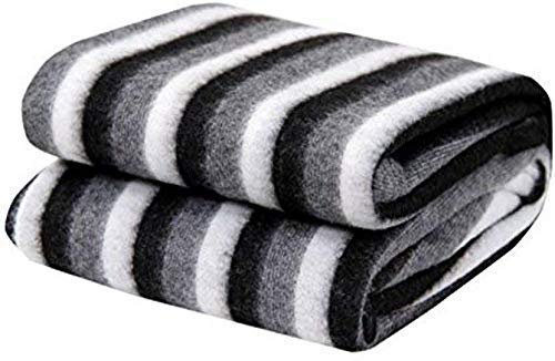 V3E Single Bed Ac Fleece Blanket Size :Single :60X90 Inch Pack of 1  Black and White Stripes