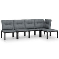 vidaXL Patio Lounge Set 5 Piece, Sectional Sofa Set with Cushions, Conversation Set with Outdoor Footstool, Modern Style, Black 