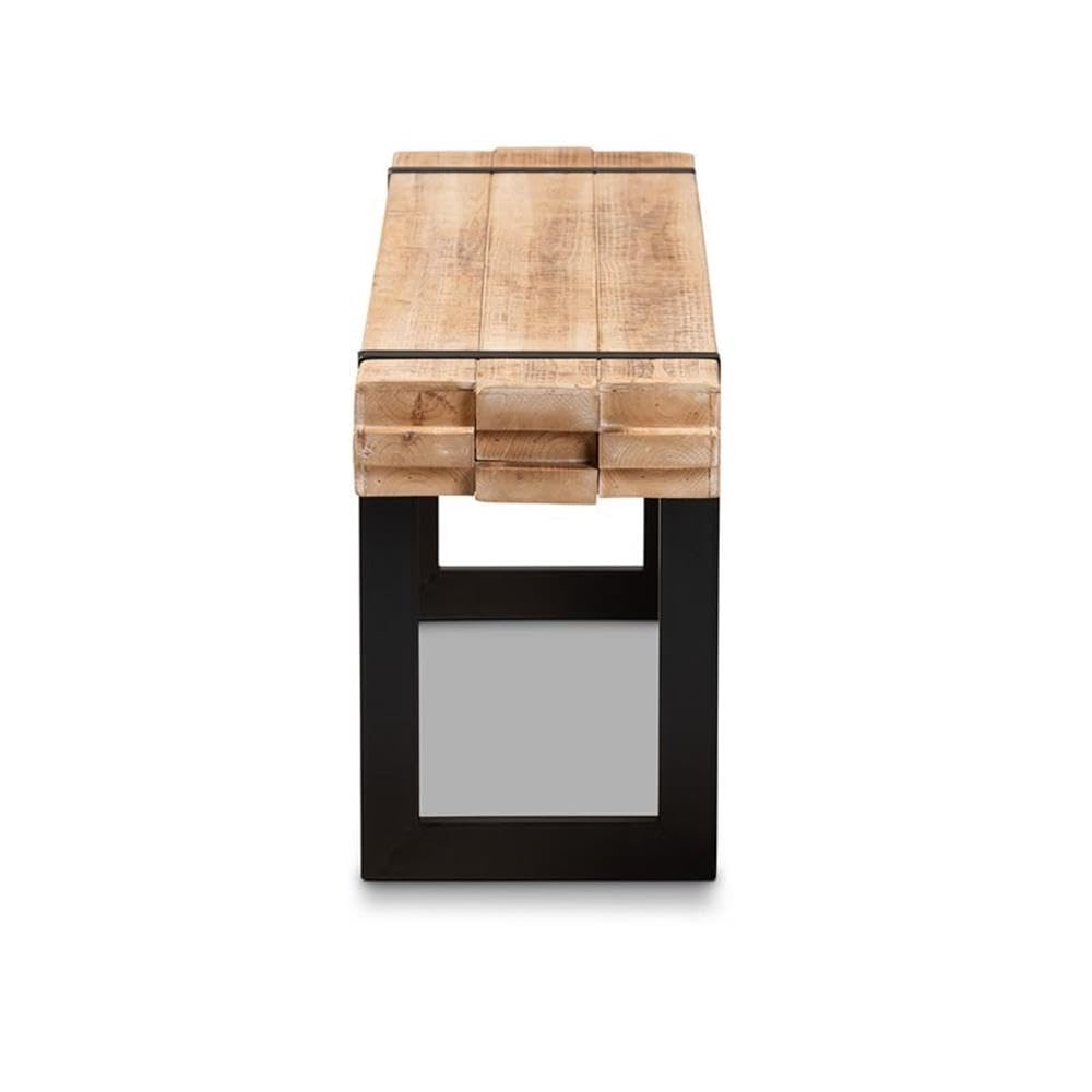 Baxton Studio Henson Rustic and Industrial Natural Brown Finished Wood and Black Finished Metal Bench