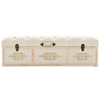 vidaXL Solid Fir Wood Storage Bench, 43.3" Cream, Retro Traveling Trunk Style with Metal Hardware, 34.72 Pounds Weight Capacity