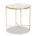 Baxton Studio Maddock Modern And Contemporary Gold Finished Metal End Table With Marble Tabletop