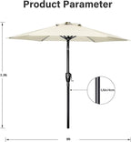Simple Deluxe 2 Pack 9Ft Outdoor Patio Umbrella Table Market Umbrella With Push Button Tilt And Crank, 8 Sturdy Ribs, Uv Protection Waterproof For Garden, Lawn, Deck, Backyard, Pool, Creamy White