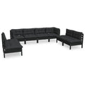 vidaXL Solid Pinewood Patio Lounge Set 8 Piece with Cushions Garden Outdoor Lawn Yard Terrace Balcony Wooden Seat Seating Furniture