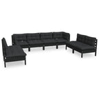 vidaXL Solid Pinewood Patio Lounge Set 8 Piece with Cushions Garden Outdoor Lawn Yard Terrace Balcony Wooden Seat Seating Furniture