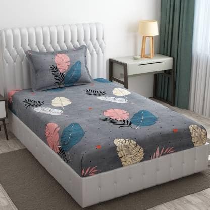 BLUEDOT 200 TC Glace Cotton Single Bedsheet with 1 Pillow Cover Bedsheet Size:60 * 90 Inches and Pillow Cover Size :16 * 26 In