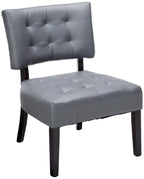Blended Leather Tufted Accent Chair With Oversized Seating, Gray